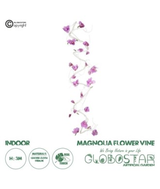 GloboStar® Artificial Garden MAGNOLIA FLOWER VINE 21471 Τεχνητό Διακοσμητικό Φυτό Λευκή & Ροζ Μανόλια Μ20 x Π20 x Υ300cm